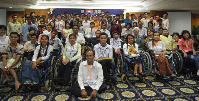 Group photo of first Independent Living Seminar in 2019 at Sunway Hotel, Phnom Penh